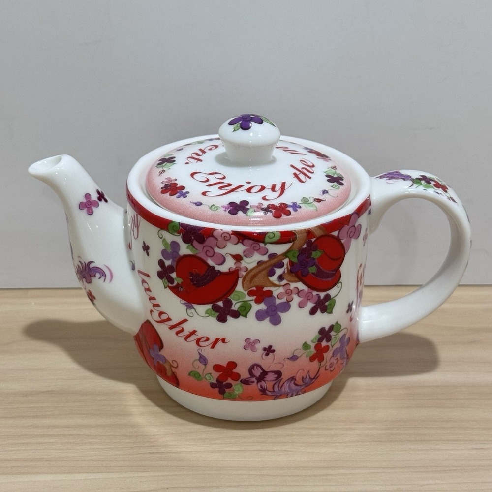 VTG Pink Chintz Paul Cardew Design 2004 Floral Teapot Red Hat Society Friendship